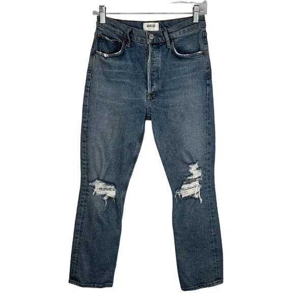 AGOLDE Riley High Rise Straight Crop Jeans in Whiplash Size 25 - Picture 2 of 13